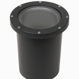 Empot. piso E-27 JT-15602 PAR-38 material de fibra de vidrio negra