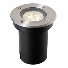 Empotrable de piso GU-10 JT-15604D-SS cuerpo de aluminio con cubrefaltas de acero Inox IP-65