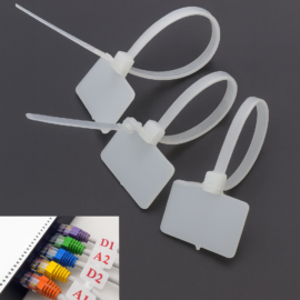 CABLE TIE BLANCO CON ETIQUETA DE IDENTIFICACION DE CABLES ELECTRICOS