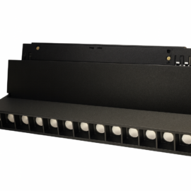 Foco mag. riel 220 mm 12 w basculante recesada 24º, magnetico 48v DC 3000K