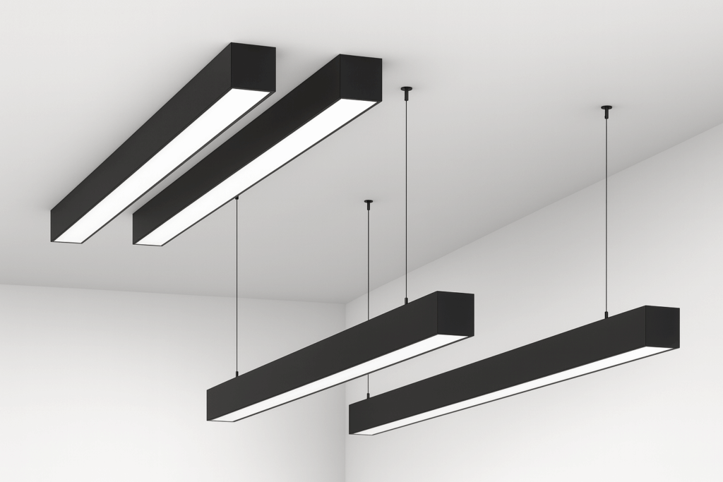 Lampara Suspendida 30w 6500k LZ-B108 lineal NEGRA 120° 85-265V 1200X40X70