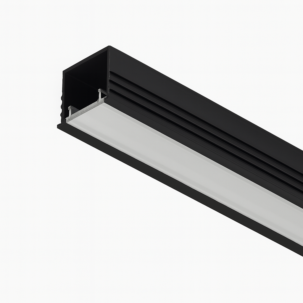 Perfil T negro 24 x 12 x 3 mt aluminio con difusor