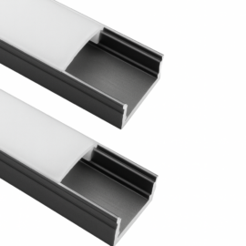 Perfil U negro 30 x 20 x 3 mt aluminio con difusor