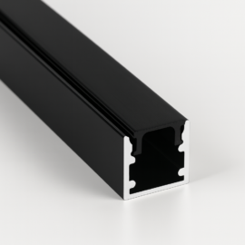 Perfil U negro 15 x 15 x 3 mt de aluminio con difusor