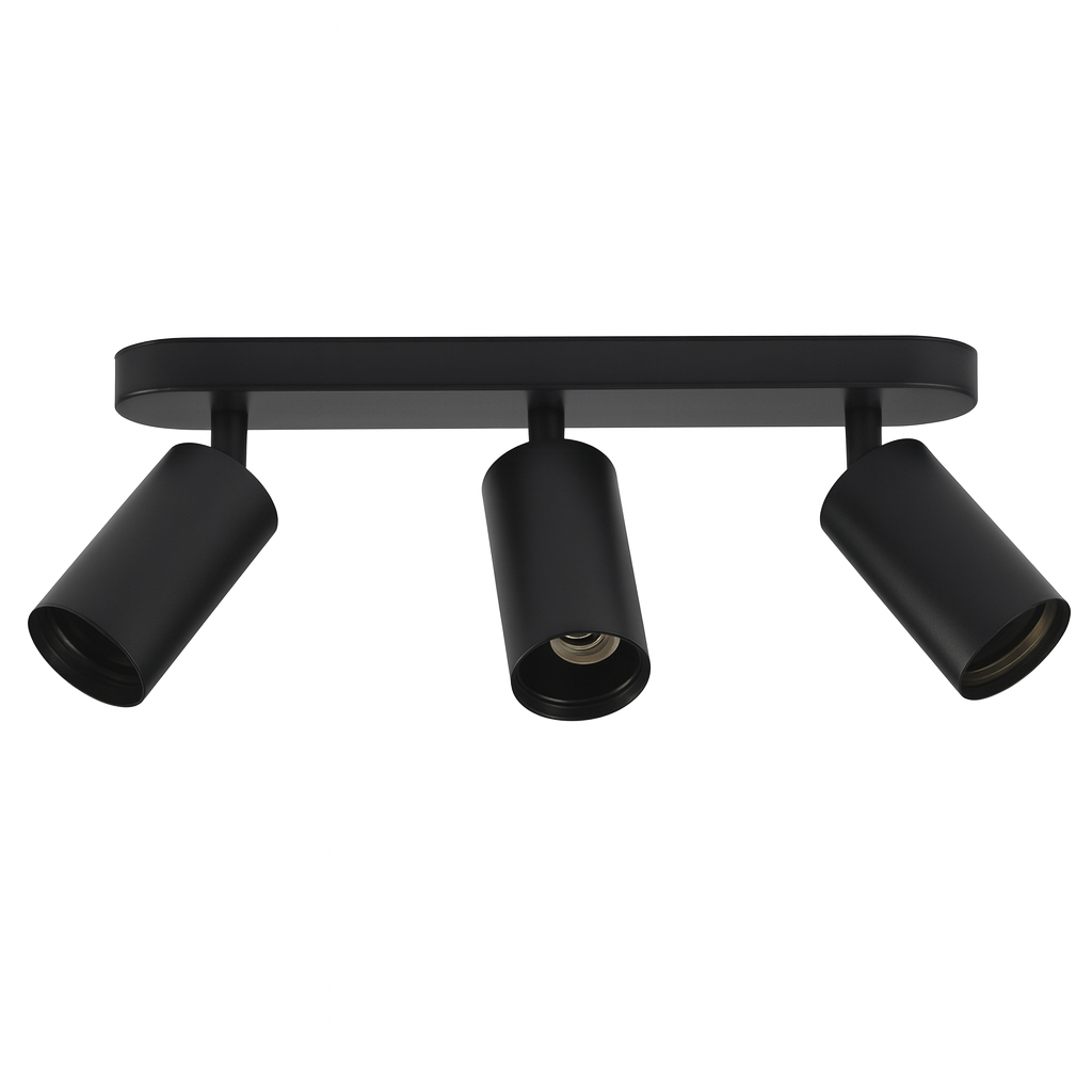 Foco superficie GU-10 TS205S-3 BK NEGRO 3/1 ACERO 220MM