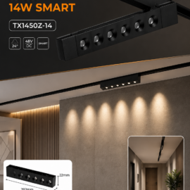 Lampara Magnética de Riel 14W SMART TX1450Z-14 292mm 24° 48v Recesada