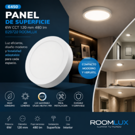 Panel superficie 6W CCT 120 mm 480 lm B29720 ROOMLUX