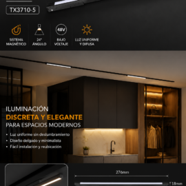 Lampara Magnética 5W 5mm TX3710-5 276*4.5*18mm 24° 48v Difusor