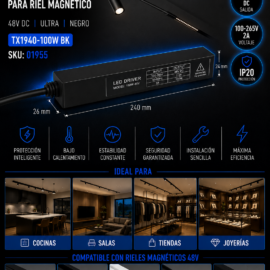 Driver 100w 48V TX1940-100W BK 100-265V 2A IP-20 de Riel Magnético 240*26*24 (Fuente)