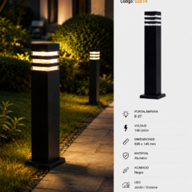 Baliza E-27 TB0460B 600x 140 mm Jardín Negra (Bolardo)