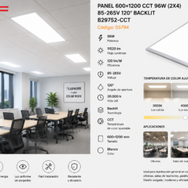Panel 600x1200 CCT 96W (2X4) 85-265V 120° Backlit B29752-CCT ROOMLUX