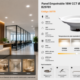 Panel Empotrable 18W CCT Ø 5.1/2" B29781 1800LM IP-54 COMERCIAL ROOMLUX (170x26mm)