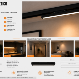 Foco Magnético 5w 3000k 5mm TX3530-5 121*14*36mm 24° 48v Basculante Recesada