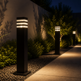 Baliza E-27 TB0460B 600x 140 mm jardin NEGRA (BOLARDO)