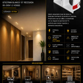 Empotrable Lineal DOTS 4w 3000k 67X37mm Blanco 15° Recesada 85-265V LZ-XD600