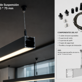 Kit de Cable negro de Suspensión de 2 mt para Perfil 50 * 75 mm