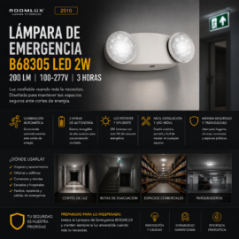 Lampara emergencia B68305 LED 2W MOVIL 200 LM 100-277v 3 horas ROOMLUX