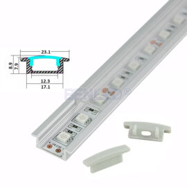 Perfil T 15 x 7 x 3 mt gris con difusor